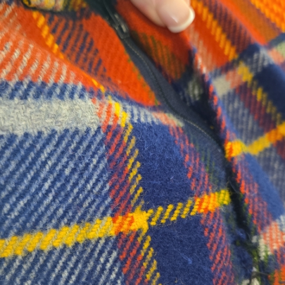 TRUE 70'S Plaid Wide Leg Pants Multicolor Bell Bottoms Wool.Small Hole Repaired. - Picture 7 of 11